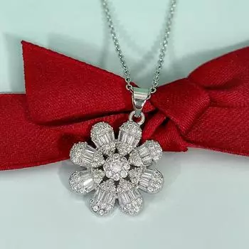 Ожерелье с подвеской в виде подсолнуха из кристаллов высшего качества для женщин, винтажные ювелирные изделия из стерлингового серебра 925 пробы, ожерелья с цепочкой, женское колье, бижутерия 45cm