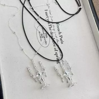 Ожерелье с подвеской в виде подсвечника в форме звезды: Уникальный художественный дизайн для модной универсальной одежды, идеально подходящей в качестве цепочки для свитера. Beaded Chain серебряный