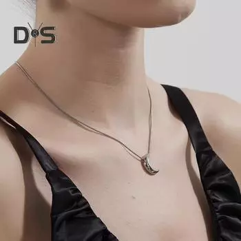 Ожерелье с подвеской в виде полумесяца, изящное элегантное серебряное ожерелье из титановой стали для женщин и девочек, ювелирные изделия в подарок серебряный