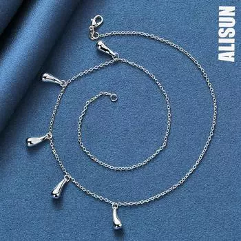 Ожерелье с подвеской в виде пяти капель/капель из стерлингового серебра 925 пробы, модные свадебные украшения 45CM