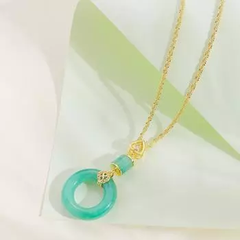 Ожерелье с подвеской в виде пряжки пинъань, женское, в китайском стиле, придворное, ретро, с подвеской-украшением из нефрита хэтянь