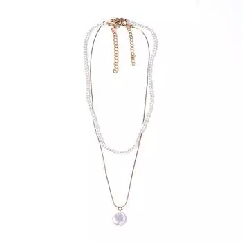 Ожерелье с подвеской в виде ракушки из сплава Ocean Wind с двойной цепочкой и жемчугом