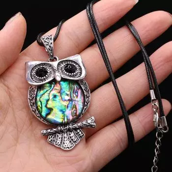 Ожерелье с подвеской в виде ракушки из натурального морского ушка, модные ювелирные изделия в форме совы, модные элегантные ожерелья, идеи подарков, ювелирные изделия, подарки для влюбленных 30x55mm