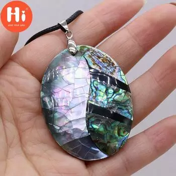 Ожерелье с подвеской в виде ракушки Hi Natural Abalone, модные ювелирные изделия, овальной формы, модные элегантные колье-колье, идеи подарков, подарки для любителей ювелирных изделий 40x50mm