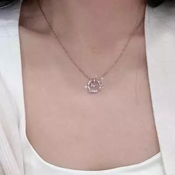 Ожерелье с подвеской в виде розовой бабочки для женщин, ожерелье со стразами в форме сердца в форме сердца, элегантное ожерелье на ключице, гипоаллергенные ювелирные изделия, подарок для жены розовый