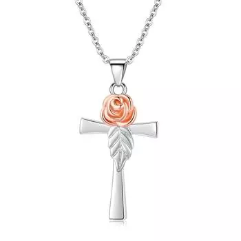 Ожерелье с подвеской в виде розы для женщин, подвески с крестом, модные украшения, подарки для девочек