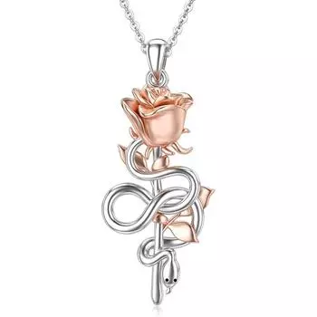 Ожерелье с подвеской в виде розы для женщин, подвески в форме змеи, модные украшения, подарки для девочек