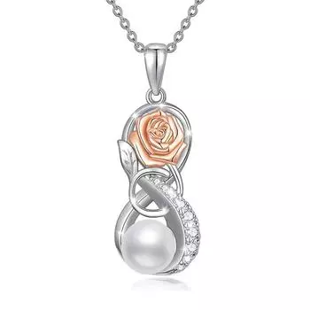Ожерелье с подвеской в виде розы для женщин, жемчужные подвески, модные украшения, подарки для девочек
