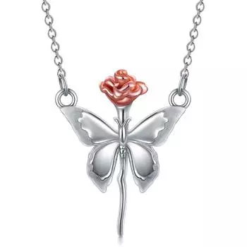 Ожерелье с подвеской в виде розы для женщин, подвески в виде бабочек, модные украшения, подарки для девочек