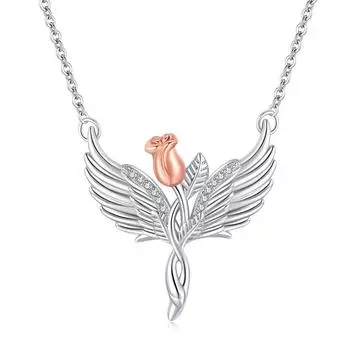 Ожерелье с подвеской в виде розы для женщин, подвески с крестом, модные украшения, подарки для девочек с крыльями