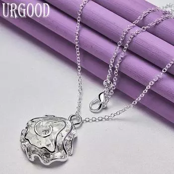 Ожерелье с подвеской в виде розы из стерлингового серебра 925 пробы, модные ювелирные изделия 45cm