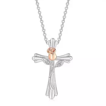 Ожерелье с подвеской в виде розы для женщин, подвески с крестом, модные украшения, подарки для девочек
