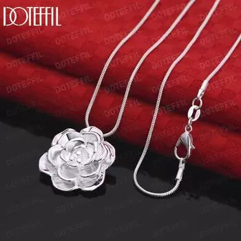 Ожерелье с подвеской в виде розы из стерлингового серебра 925 пробы, модные свадебные украшения S-40CM