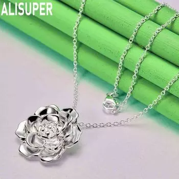 Ожерелье с подвеской в виде розы из стерлингового серебра 925 пробы, модные свадебные украшения O-40CM