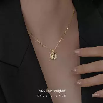 Ожерелье с подвеской в виде русалки из полого серебра Banyan Tree S925 с инкрустацией из циркония для женщин NS772 белого золота