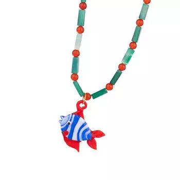 Ожерелье с подвеской в виде рыбки, нежное ожерелье из бусин, регулируемое ожерелье, удобное шейное украшение, подходит для повседневной носки, для вечеринки T2