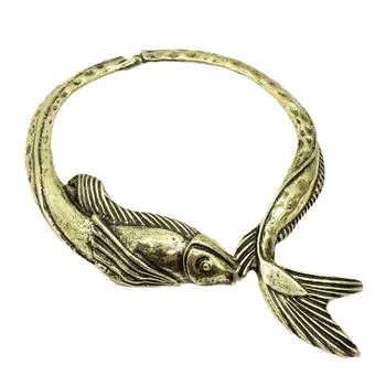 Ожерелье с подвеской в виде рыбки из сплава, уникальный аксессуар, шейное украшение с рыбкой, открывающееся ожерелье с рыбкой, подходит для вечеринки и повседневной носки золотой