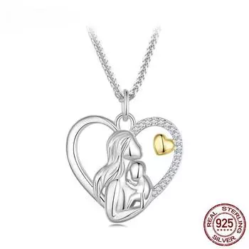 Ожерелье с подвеской в виде сердца матери и ребенка из стерлингового серебра 925 пробы для женщин, подарок на день рождения, ювелирные украшения