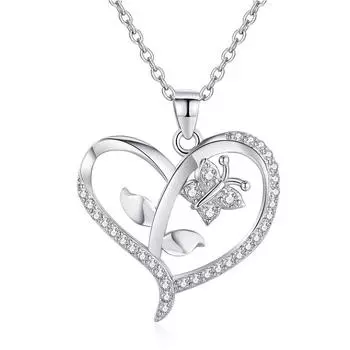 Ожерелье с подвеской в виде сердца для женщин, подвески в виде бабочек, модные украшения, подарки для девочек