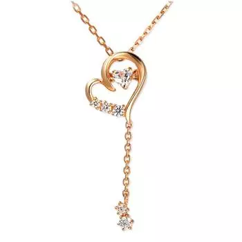 Ожерелье с подвеской в виде сердца из розового золота с циркониевым танцующим камнем высшего качества MIP1192PK [Mirai Angel] для женщин