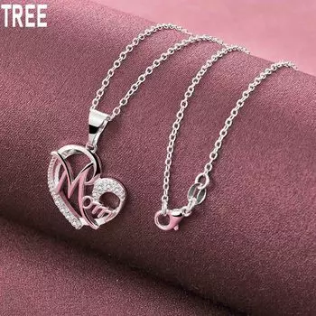 Ожерелье с подвеской в виде сердца матери из стерлингового серебра 925 пробы с цирконием AAA, модные свадебные украшения O-40CM