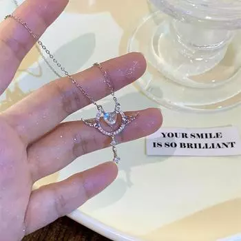 Ожерелье с подвеской в виде сердца «Ангел», подвеска в виде сердца из циркона для женщин, девушек, вечерние украшения, ожерелье с цепочкой на ключицу, подарки, аксессуары