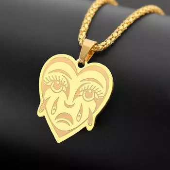Ожерелье с подвеской в виде сердца из нержавеющей стали «Picture Pop Love», ожерелье с подвеской в виде сердца «Cry Heart», ювелирные изделия для мужчин