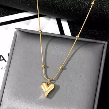 Ожерелье с подвеской в виде сердца из нержавеющей стали золотого цвета 316L для женщин, новая тенденция, ювелирные изделия на ключицу для девочек, праздничные подарки