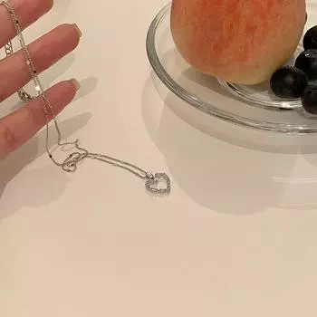 Ожерелье с подвеской в виде сердца из стерлингового серебра 925 пробы с цирконием для женщин и девушек, простая классическая цепочка для ключицы серебряный