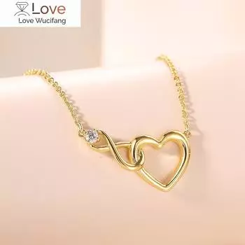 Ожерелье с подвеской в виде сердца для женщин, хрустальное, бесконечная любовь, эстетическое корейское колье, золотая цепочка, свадебные аксессуары, ювелирные изделия для невесты N457