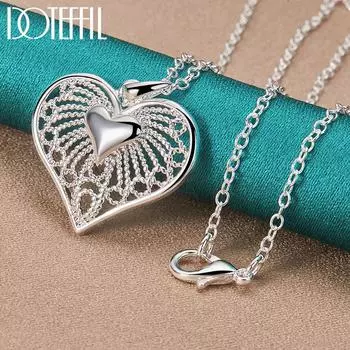 Ожерелье с подвеской в виде сердца из стерлингового серебра 925 пробы, модные ювелирные изделия O-40cm