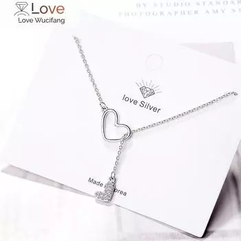 Ожерелье с подвеской в виде сердца из стерлингового серебра 925 пробы с подвеской в виде кубического циркония для женщин, ювелирные изделия S-N323