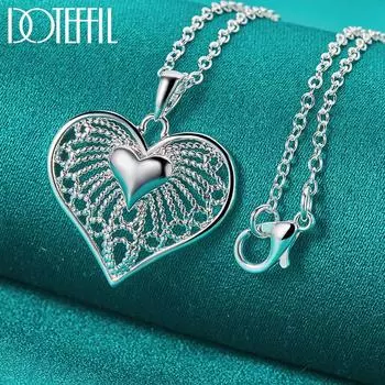 Ожерелье с подвеской в виде сердца из стерлингового серебра 925 пробы, модные ювелирные изделия O-40cm