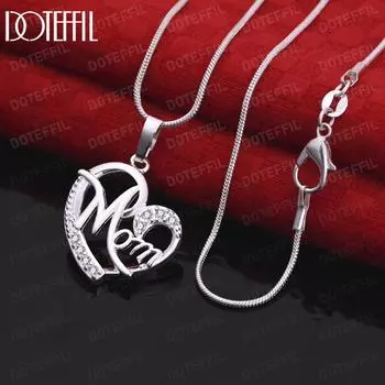 Ожерелье с подвеской в виде сердца матери из стерлингового серебра 925 пробы с цирконием AAA, модные свадебные украшения S-40CM