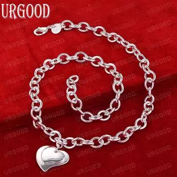 Ожерелье с подвеской в виде сердца из стерлингового серебра 925 пробы, модные свадебные украшения 45CM