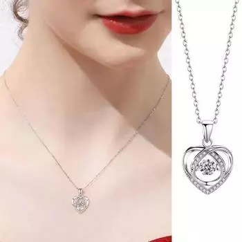 Ожерелье с подвеской в виде сердца, стразы для женщин, инкрустированное навсегда сверкающее ожерелье, ювелирное изделие на день Святого Валентина, подарок белый