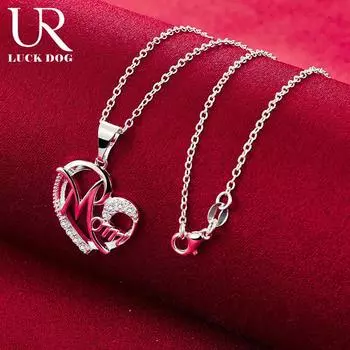 Ожерелье с подвеской в виде сердца матери из стерлингового серебра 925 пробы с цирконием AAA, модные свадебные украшения O-45CM