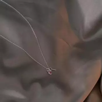 Ожерелье с подвеской в виде сердца из розового циркония, симпатичная легкая роскошная цепочка на ключицу для женщин, элегантное маленькое изысканное ожерелье для вечеринок one size