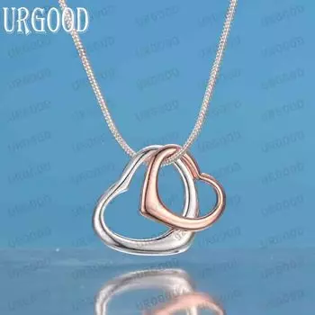 Ожерелье с подвеской в виде сердца из стерлингового серебра 925 пробы и розового золота, модные свадебные украшения S-40CM