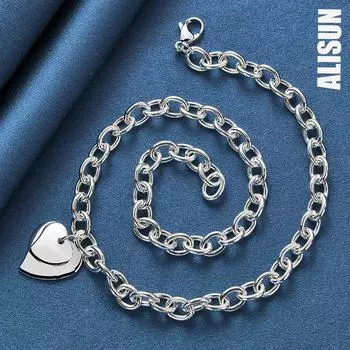 Ожерелье с подвеской в виде сердца из стерлингового серебра 925 пробы, модные свадебные украшения 45CM