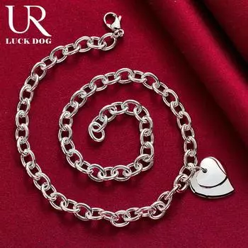 Ожерелье с подвеской в виде сердца из стерлингового серебра 925 пробы, модные свадебные украшения 45cm 2.10*2.00cm