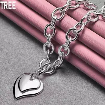 Ожерелье с подвеской в виде сердца из стерлингового серебра 925 пробы, модные свадебные украшения 45CM