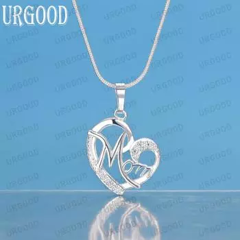 Ожерелье с подвеской в виде сердца матери из стерлингового серебра 925 пробы с цирконием AAA, модные свадебные украшения S-40CM