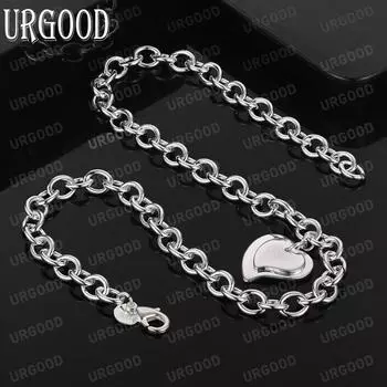 Ожерелье с подвеской в виде сердца из стерлингового серебра 925 пробы, модные свадебные украшения 45CM