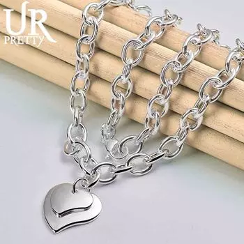 Ожерелье с подвеской в виде сердца из стерлингового серебра 925 пробы, модные свадебные украшения 45CM