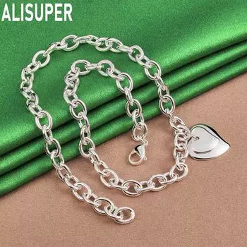 Ожерелье с подвеской в виде сердца из стерлингового серебра 925 пробы, модные свадебные украшения 45CM