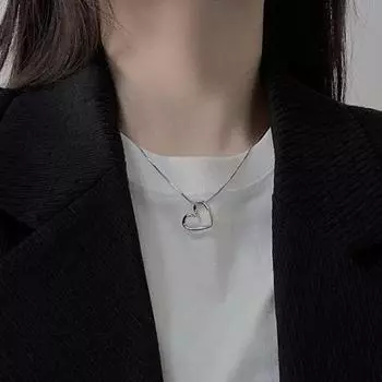 Ожерелье с подвеской в виде сердца для женщин, полое ожерелье-чокер в виде сердца, подвеска в виде сердца любви серебряный
