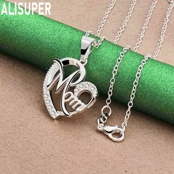 Ожерелье с подвеской в виде сердца матери из стерлингового серебра 925 пробы с цирконием AAA, модные свадебные украшения O-40CM