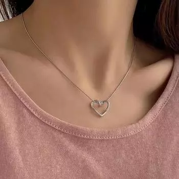 Ожерелье с подвеской в виде сердца для женщин, полое ожерелье-чокер в виде сердца, ожерелье с подвеской в виде сердца, ювелирные изделия серебряный