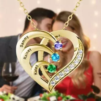 Ожерелье с подвеской в виде сердца Yousheng с имитацией камней по месяцу рождения, ювелирные изделия на годовщину, день рождения, подарки для женщин, мам, бабушек, жен серебряный
